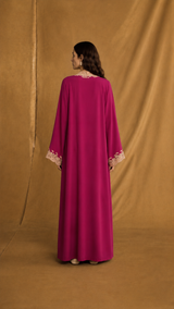v Neck Abaya - Light Biege Floral Toor
