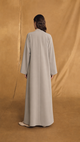 v Neck Abaya - Flower Sequin Bead Emb.