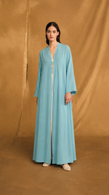 v Neck Abaya - Curvy Machine Emb.