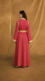 MARRAKECH - v Neck Kaftan With Silver and Gold Moroccan Lace