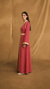 MARRAKECH - v Neck Kaftan With Silver and Gold Moroccan Lace