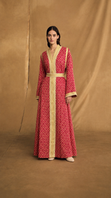 MARRAKECH - v Neck Kaftan With Silver and Gold Moroccan Lace