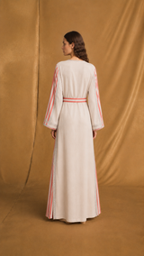 MARRAKECH - V neck Kaftan - Off White Flower Patch