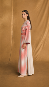 MARRAKECH - V neck Kaftan - Off White Flower Patch
