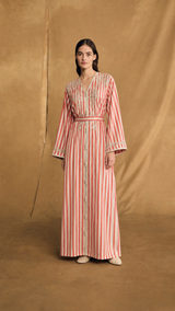 MARRAKECH - V neck Kaftan - Off White Flower Patch