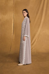 v Neck Abaya - China Off White Crochet Lace