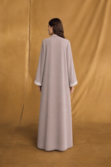 v Neck Abaya - China Off White Crochet Lace