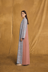 v Neck Abaya - Sky Blue Flower Toor