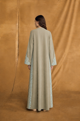 v Neck Abaya - Light Blue Toor on Neck Line