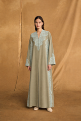 v Neck Abaya - Light Blue Toor on Neck Line