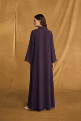 v High Neck Overlap Abaya - Maroon Curvy Loops