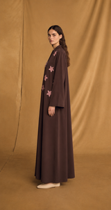 v Neck Abaya - Star Sequin Bead Emb.