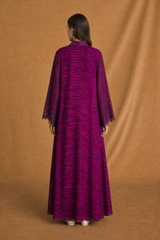 Zainah Cut Abaya - Fuchsia Pink with Dark Green Dantil