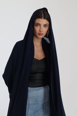 Navy Blue Shawl collar Abaya
