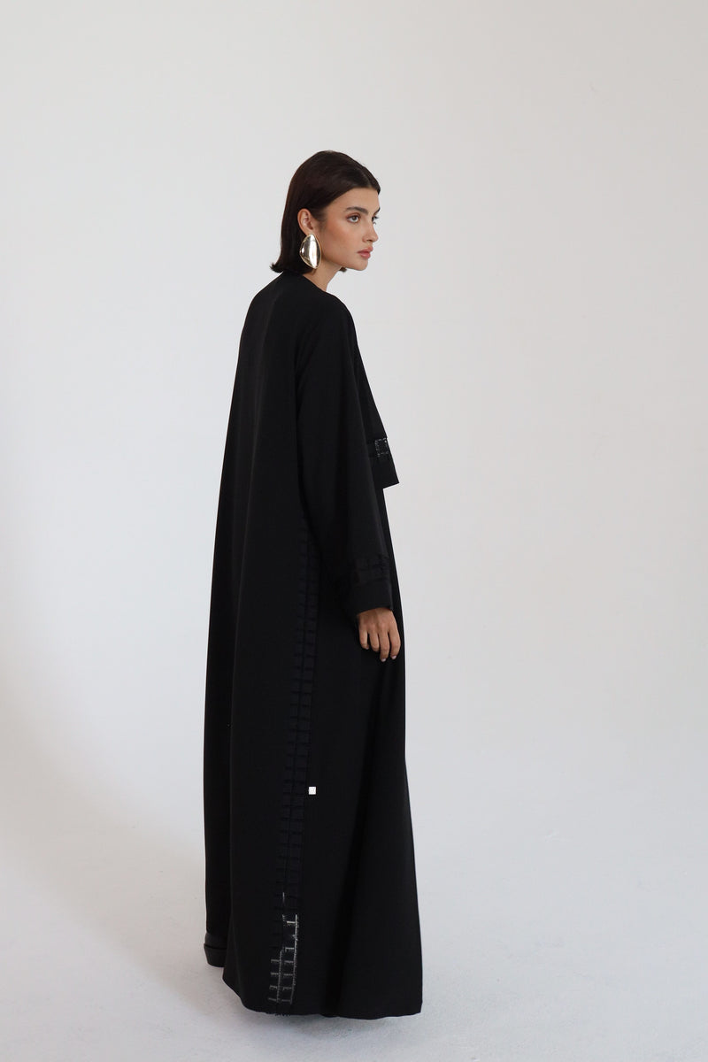 Black round neck Abaya