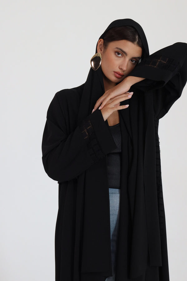 Black round neck Abaya