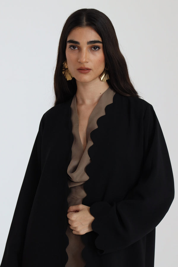 Black Abaya with curve details