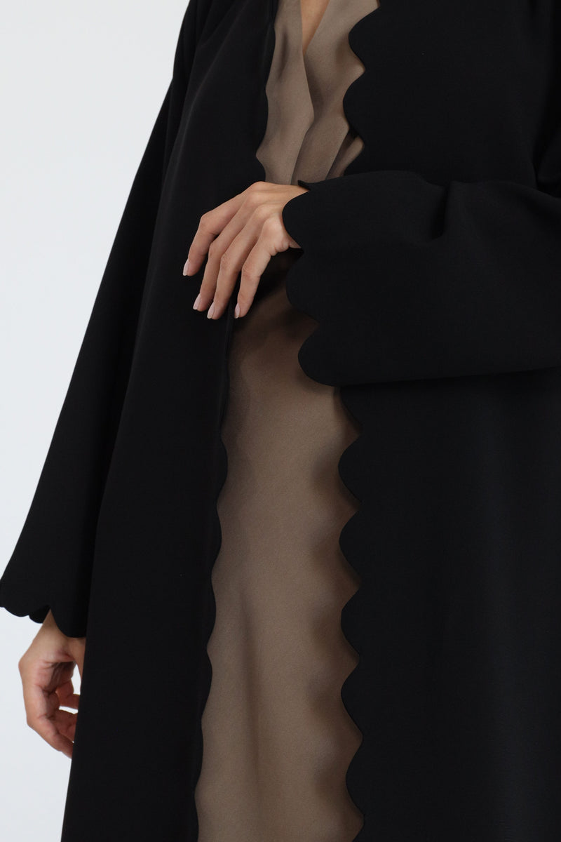 Black Abaya with curve details