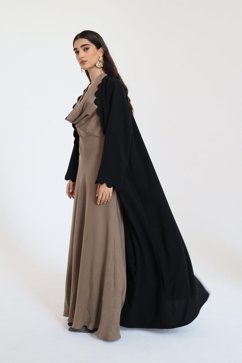 Black Abaya with curve details