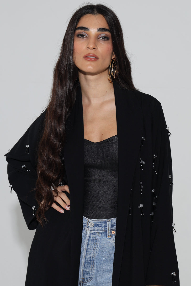 Zainah Cut Abaya With Hanging Beads