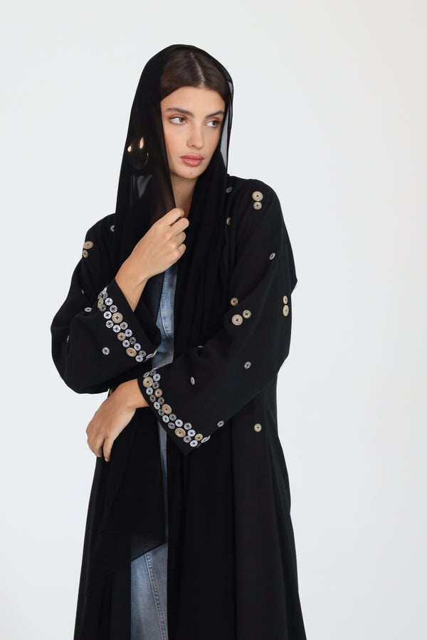Shawl Collar Abaya With Button Details