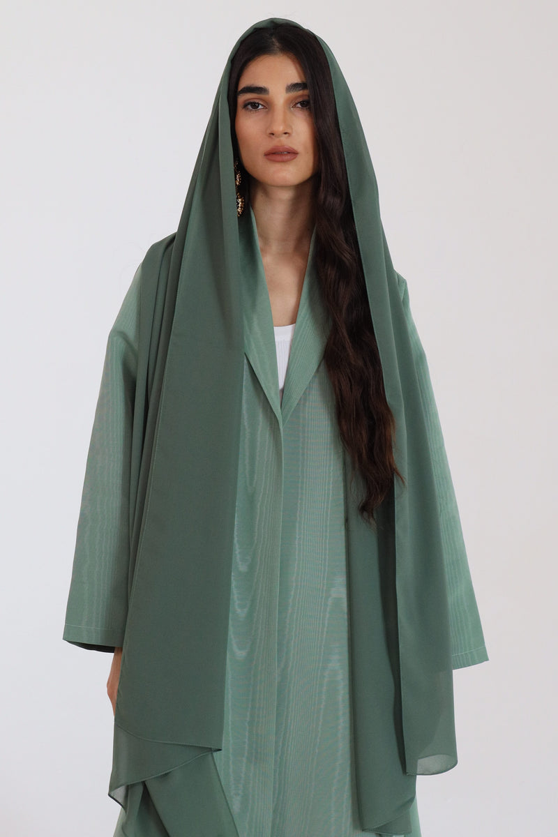 Zainah Cut Abaya in Green Wood