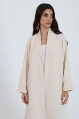 Zainah Cut Abaya in Beige Wood