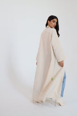 Zainah Cut Abaya in Beige Wood