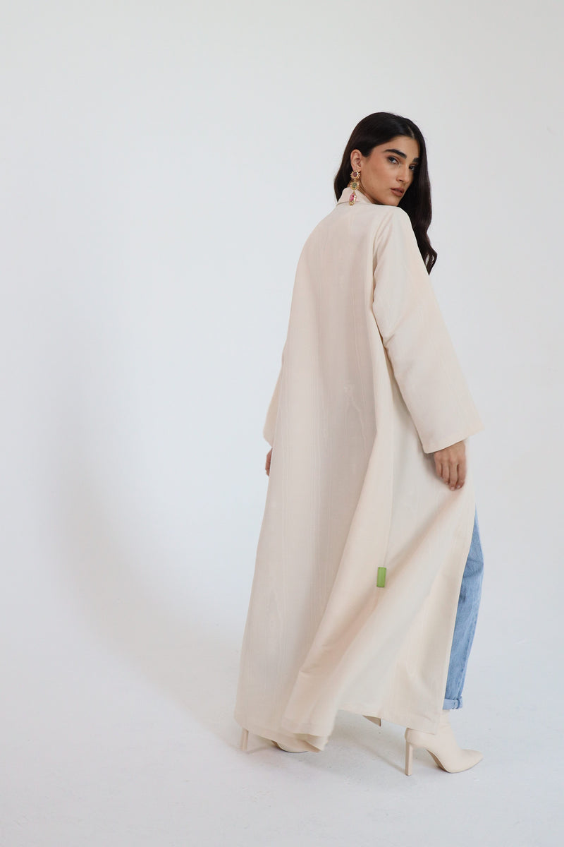 Zainah Cut Abaya in Beige Wood