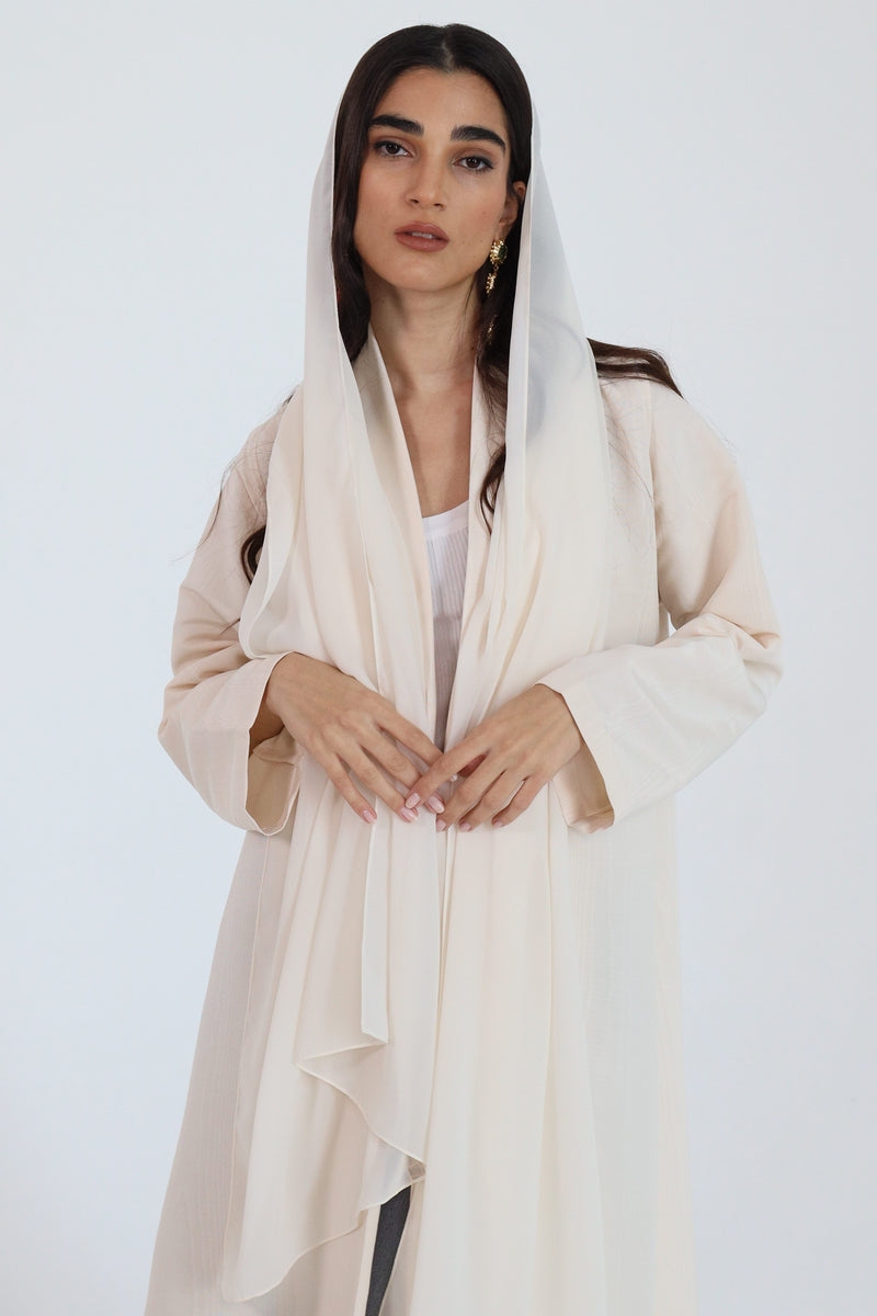Zainah Cut Abaya in Beige Wood