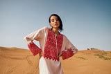 Round Neck Kaftan With red Bead Lace