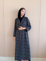 V Neck Abaya in printed chiffon