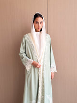 Straight Cut Abaya in Summer Green Digital Printed Floral