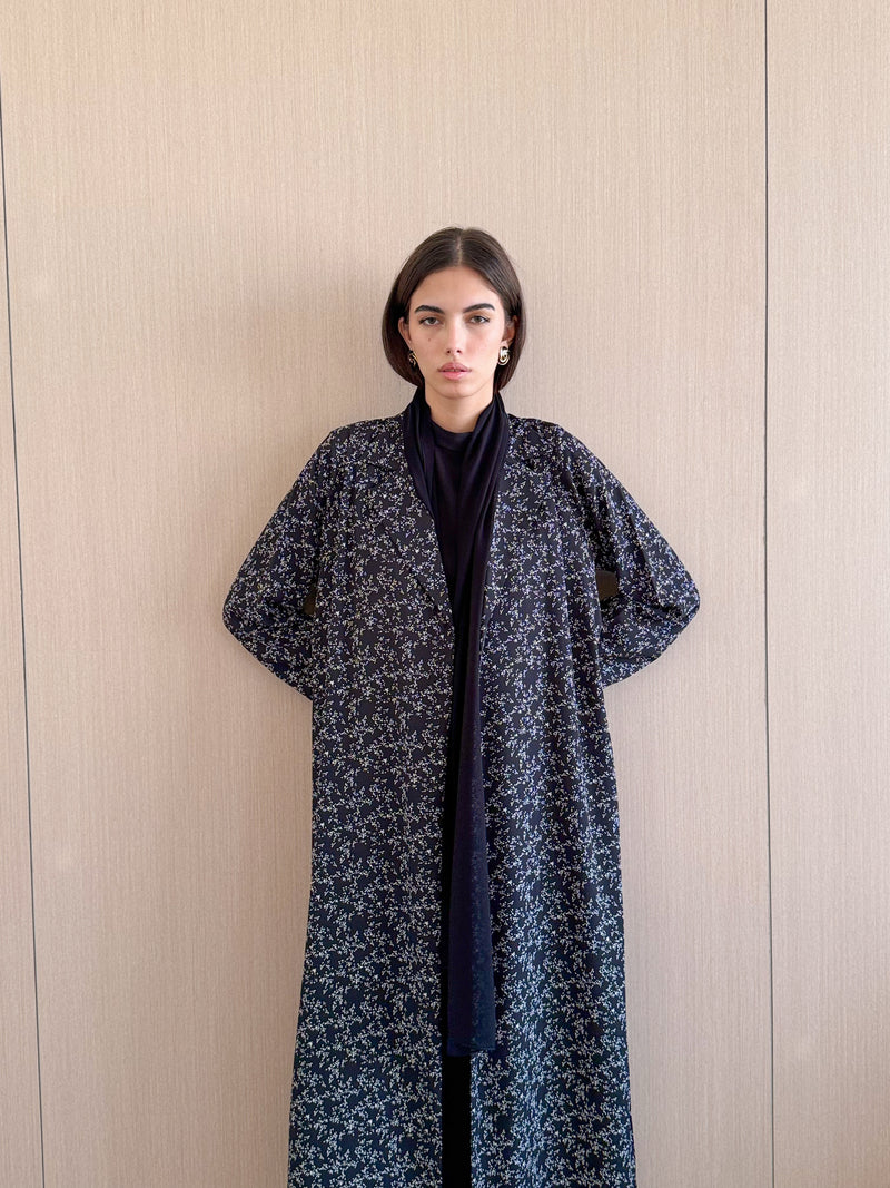 V Neck Abaya in printed chiffon