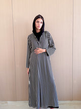 V Neck Abaya in printed chiffon