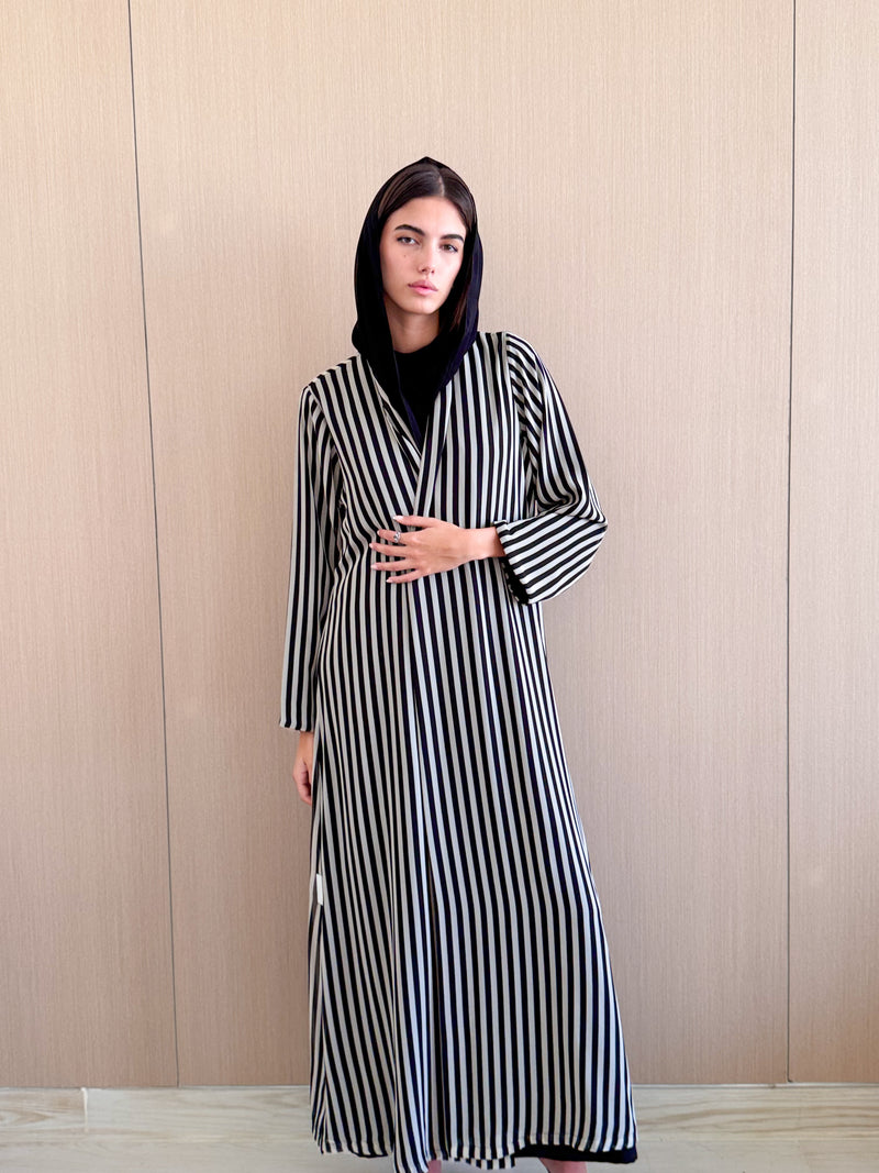 V Neck Abaya in printed chiffon
