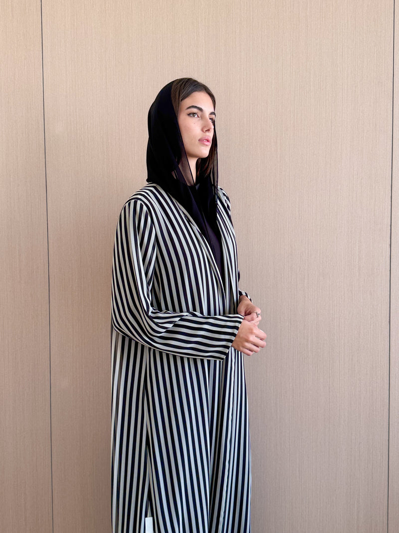 V Neck Abaya in printed chiffon