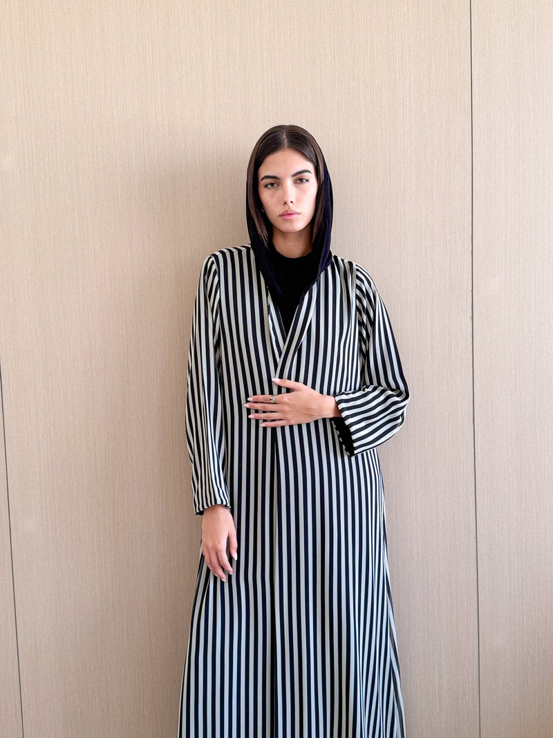 V Neck Abaya in printed chiffon