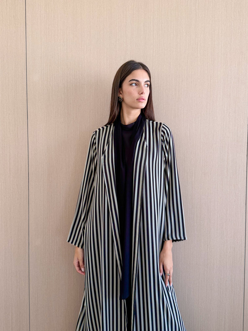 V Neck Abaya in printed chiffon