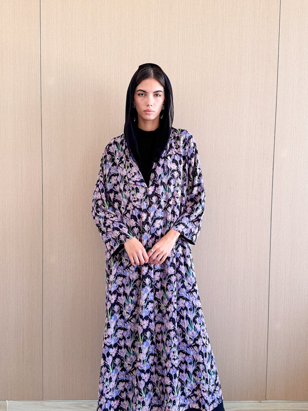Zainah cut abaya in Mixed Printed Chiffon