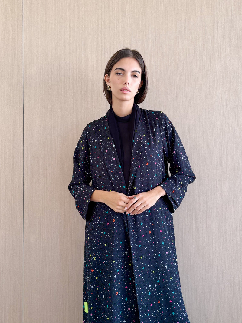 V Neck Abaya in printed chiffon