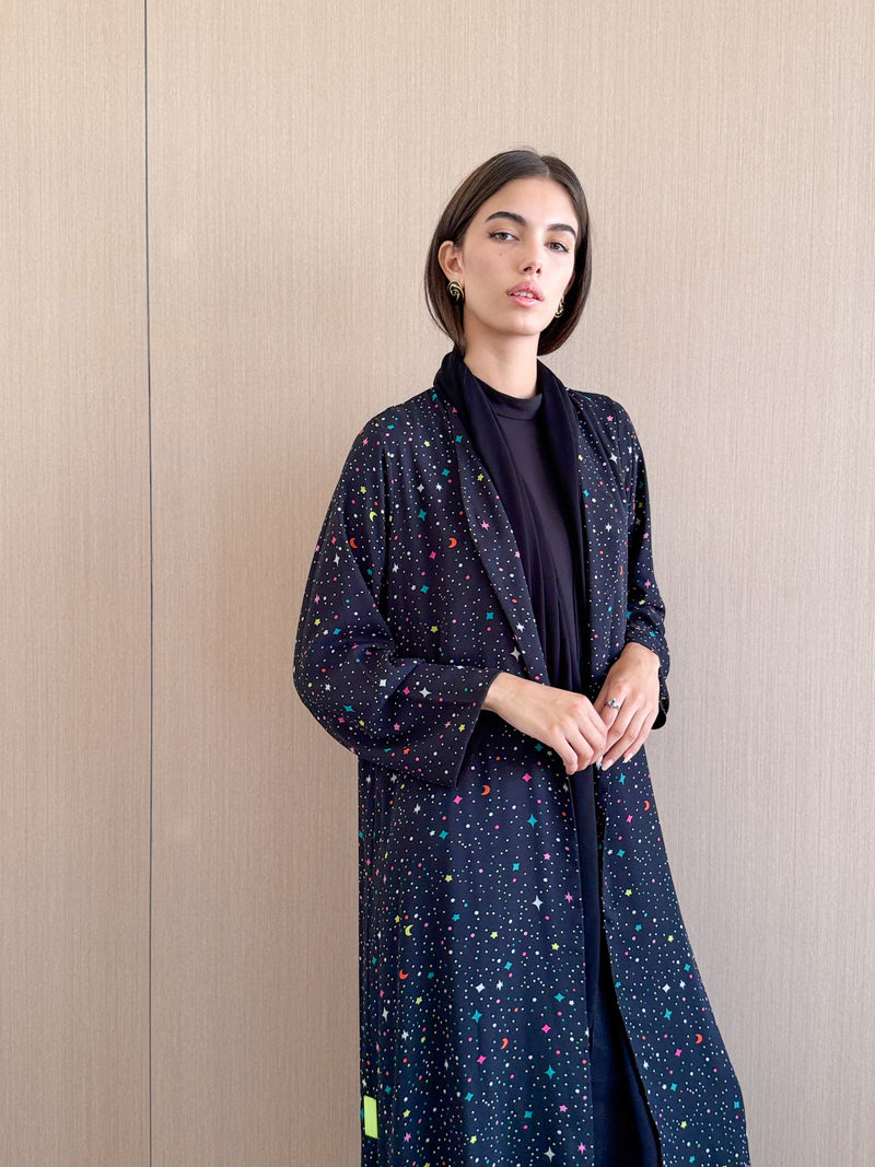 V Neck Abaya in printed chiffon