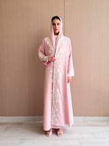 V Neck Straight Cut Abaya - Flower Patch Work Lace