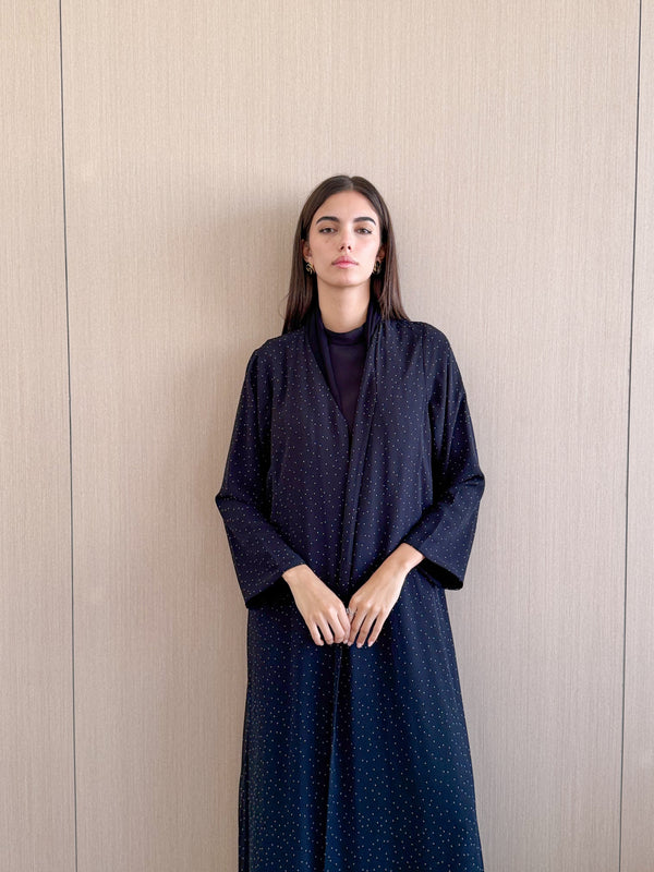 Round neck abaya in Mixed Printed Chiffon