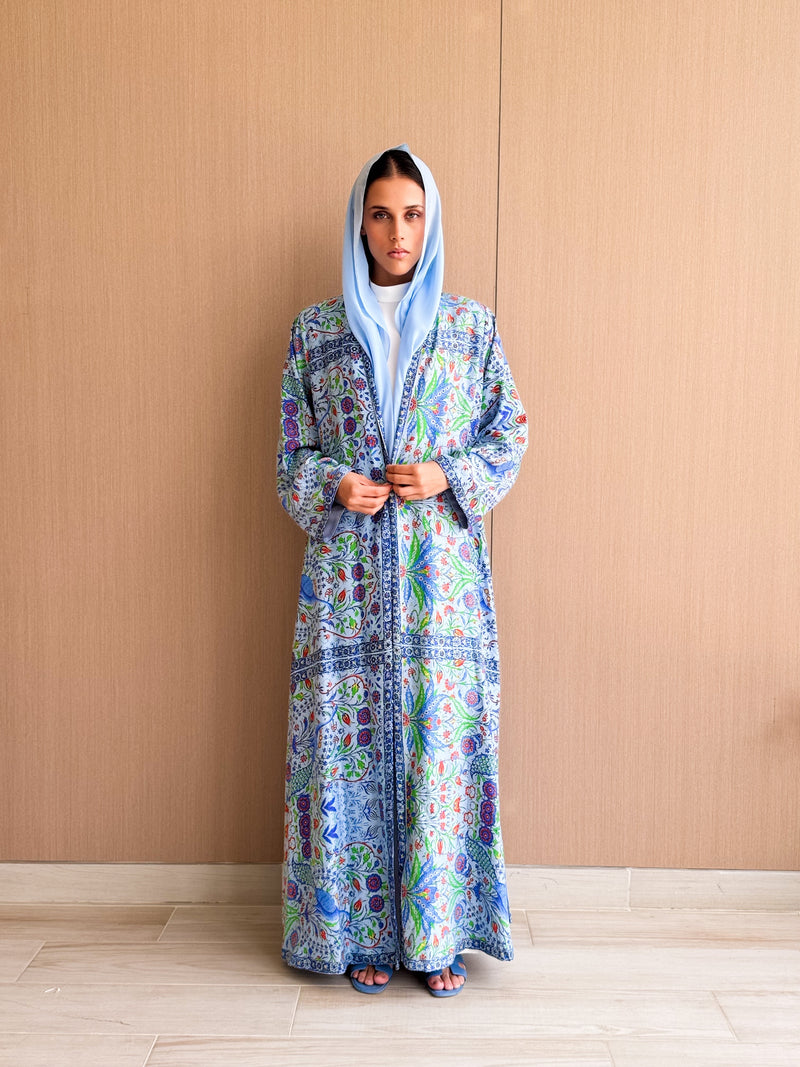 V Neck Straight Cut Abaya - Digital Printed