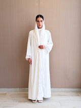 Straight Cut Abaya - Pearl Work With Lace