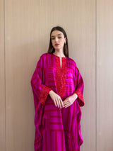 V Neck Kaftan - Bead Work on Neck and Sleeves - Soft Silk
