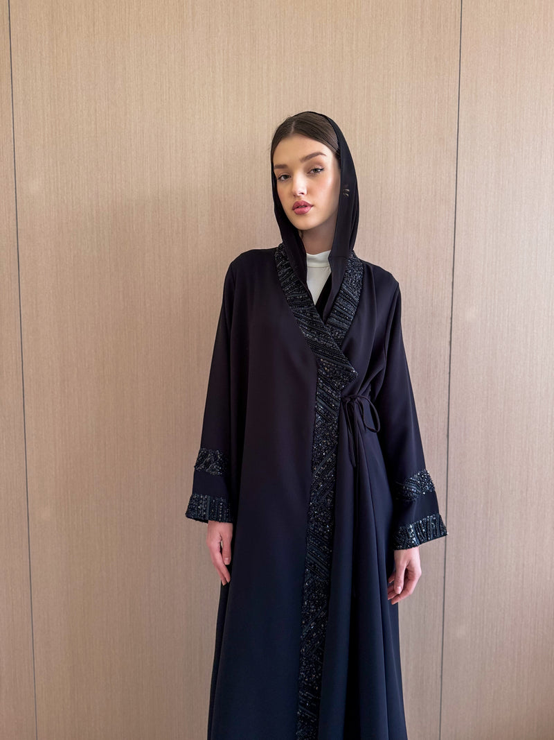 V High Neck Chinese Collar Abaya