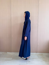 V-High neck collar abaya with cuff on sleeve and tie rope