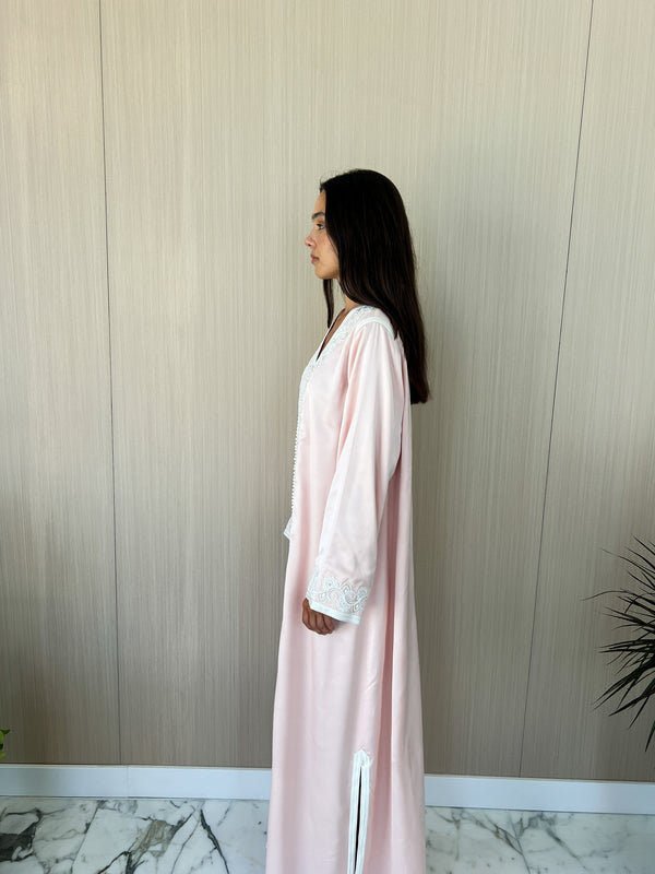 V neck kaftan with Moroccan Lace on Front